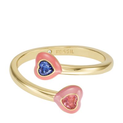 Pink Metal Rings Women, Pink Enamel Heart Ring