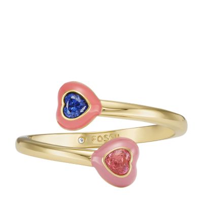 Pink Enamel Smiley Heart Ring