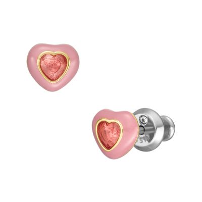 Pink heart sale stud earrings