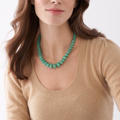 All Stacked Up Green Aventurine Beaded Necklace