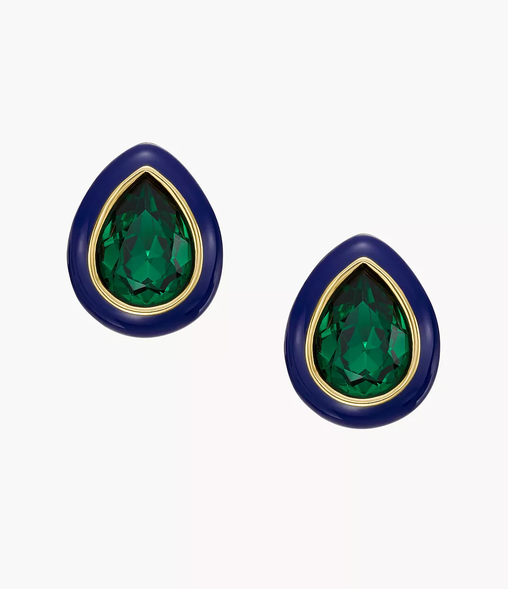 Fossil Femmes Clous d’oreilles Candy Jewels en émail  bleu  à cristaux  vert