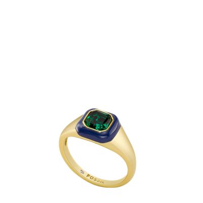 Candy Jewels Blue Enamel and Green Crystal Ring - JA7205710005