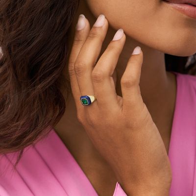 Bague cristal bleu hot sale