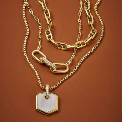 D-Link Chain Brass Necklace Anchor - JA7209710 Fossil Gold-Tone - Heritage