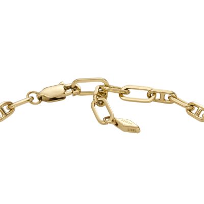 Archival Core Essentials Gold-Tone Brass Chain Bracelet - JOF00972710 -  Fossil