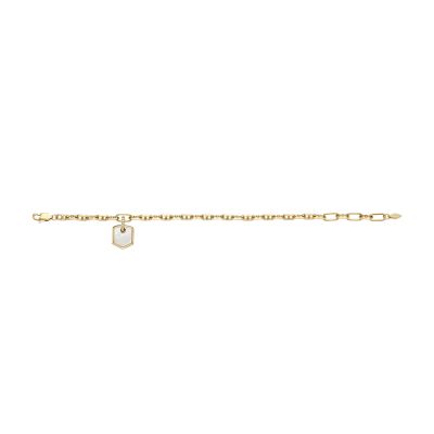 Heritage Crest Mother-of-Pearl Gold-Tone Brass Chain Bracelet