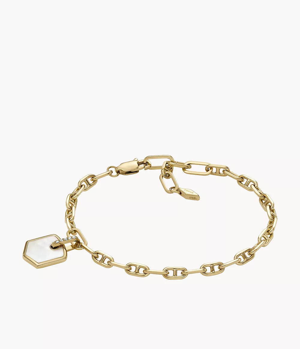 Heritage Crest Mother-Of-Pearl Gold-Tone Brass Chain Bracelet  JA7210710
