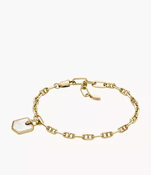 Bracelet chaîne Heritage Crest en nacre et laiton, doré