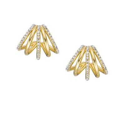 All Stacked Up Gold-Tone Brass Hoop Earrings - JA7212710 - Watch