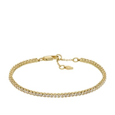 All Stacked Up Gold-Tone Brass Tennis Chain Bracelet - JA7214710 - Fossil