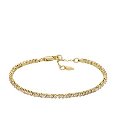 All Stacked Up Gold-Tone Brass Tennis Chain Bracelet