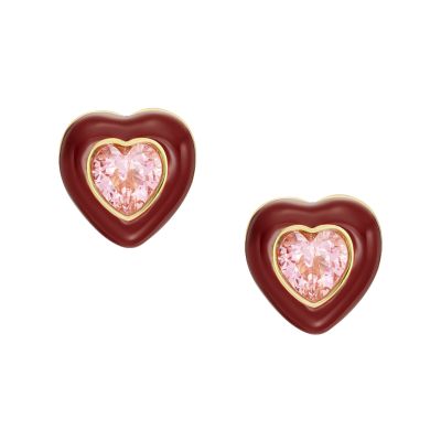 Fossil Gold-Tone Brass Heart Hoop Earrings — Bogart's Jewellers