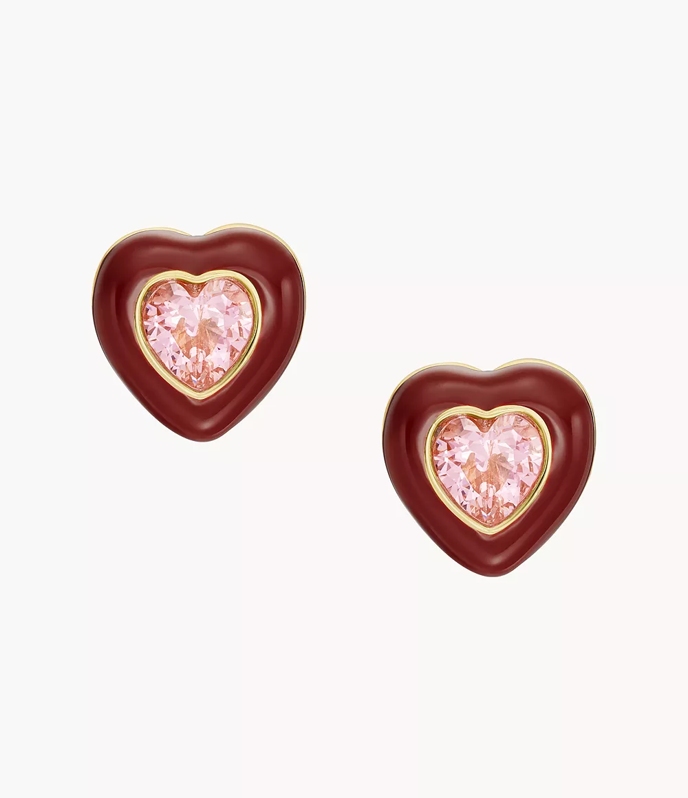 Sadie Candy Hearts Gold-Tone Brass Stud Earrings