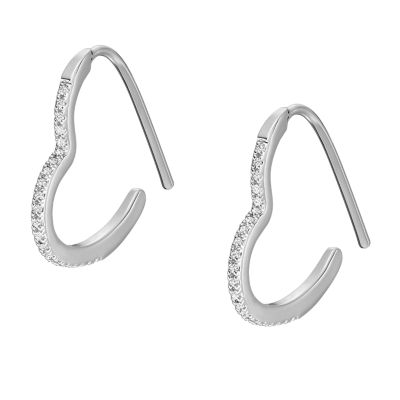 All Stacked Up Silver-Tone Brass Whisper Hoop Earrings