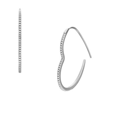 All Stacked Up Silver-Tone Brass Whisper Hoop Earrings