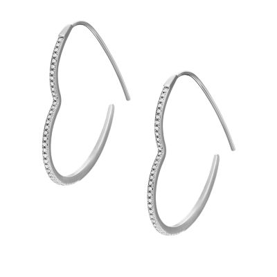 All Stacked Up Silver-Tone Brass Whisper Hoop Earrings