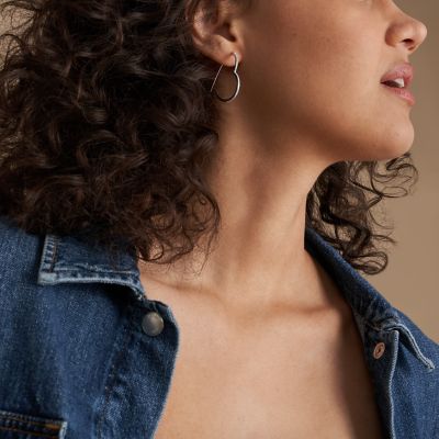 All Stacked Up Silver-Tone Brass Whisper Hoop Earrings