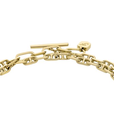 Heritage D-Link Gold-Tone Brass Chain Bracelet