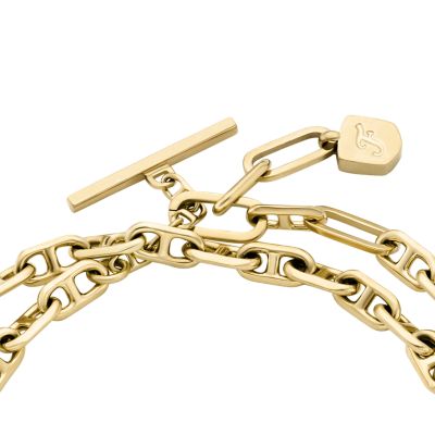 Heritage D-Link Gold-Tone Brass Chain Bracelet