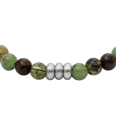 ALL STACKED UP グリーン＆ブラウン アクリル ビーズブレスレット