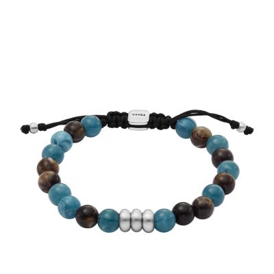 Fossil Armband All Stacked Up Beads Acryl blau braun - Blau und Braun