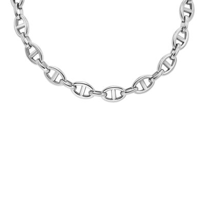 Heritage D Link Stainless Steel Chain Necklace JA7242040 Fossil