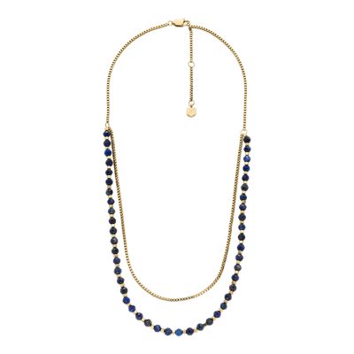 All Stacked Up Blue Lapis Beaded Necklace