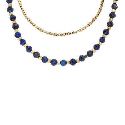 All Stacked Up Blue Lapis Beaded Necklace