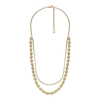 All Stacked Up Gold-Tone Stainless Steel Beaded Necklace