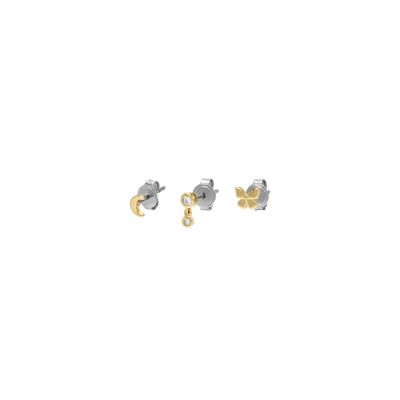 BUTTERFLY - ズアン② Sutton All Stacked Up Gold-Tone Brass Butterfly Earring Set