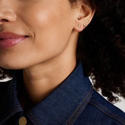 Sutton All Stacked Up Gold-Tone Brass Butterfly Earring Set