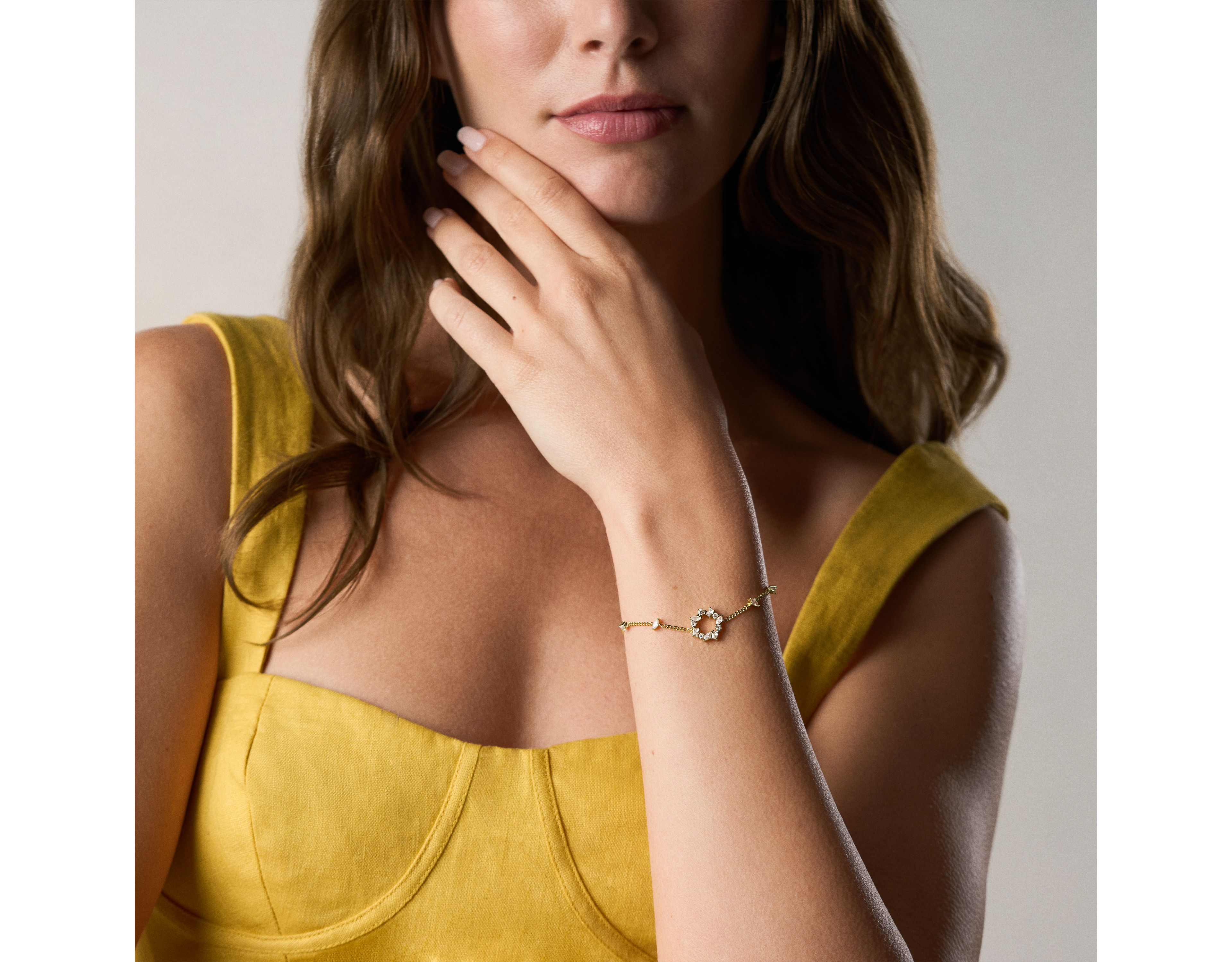 Ellis Mixed Shapes Gold-Tone Brass Station Bracelet