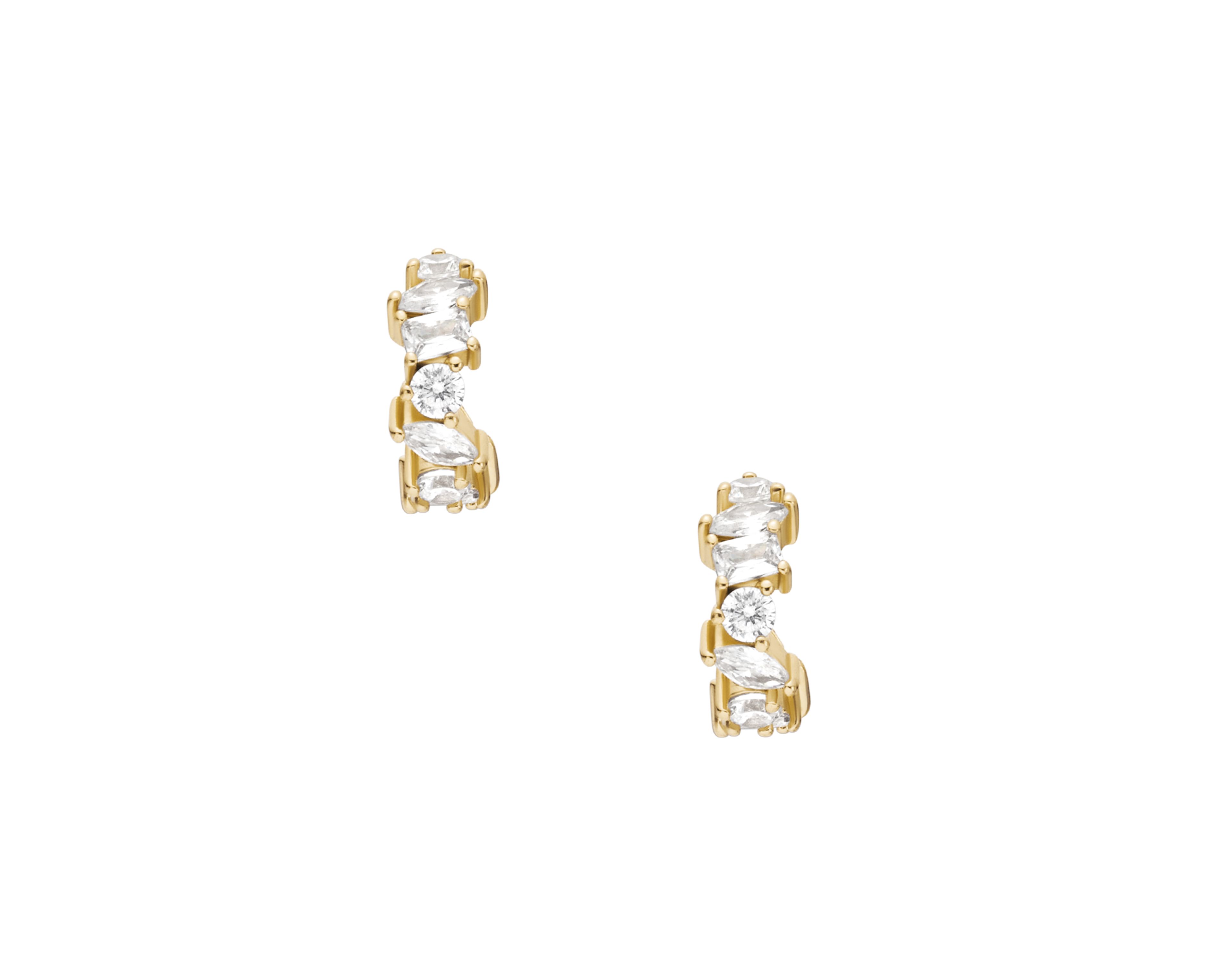 Ellis Mixed Shapes Gold-Tone Brass Hoop Earrings