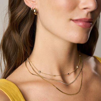 Sutton Heartbeat Gold-Tone Brass Station Necklace