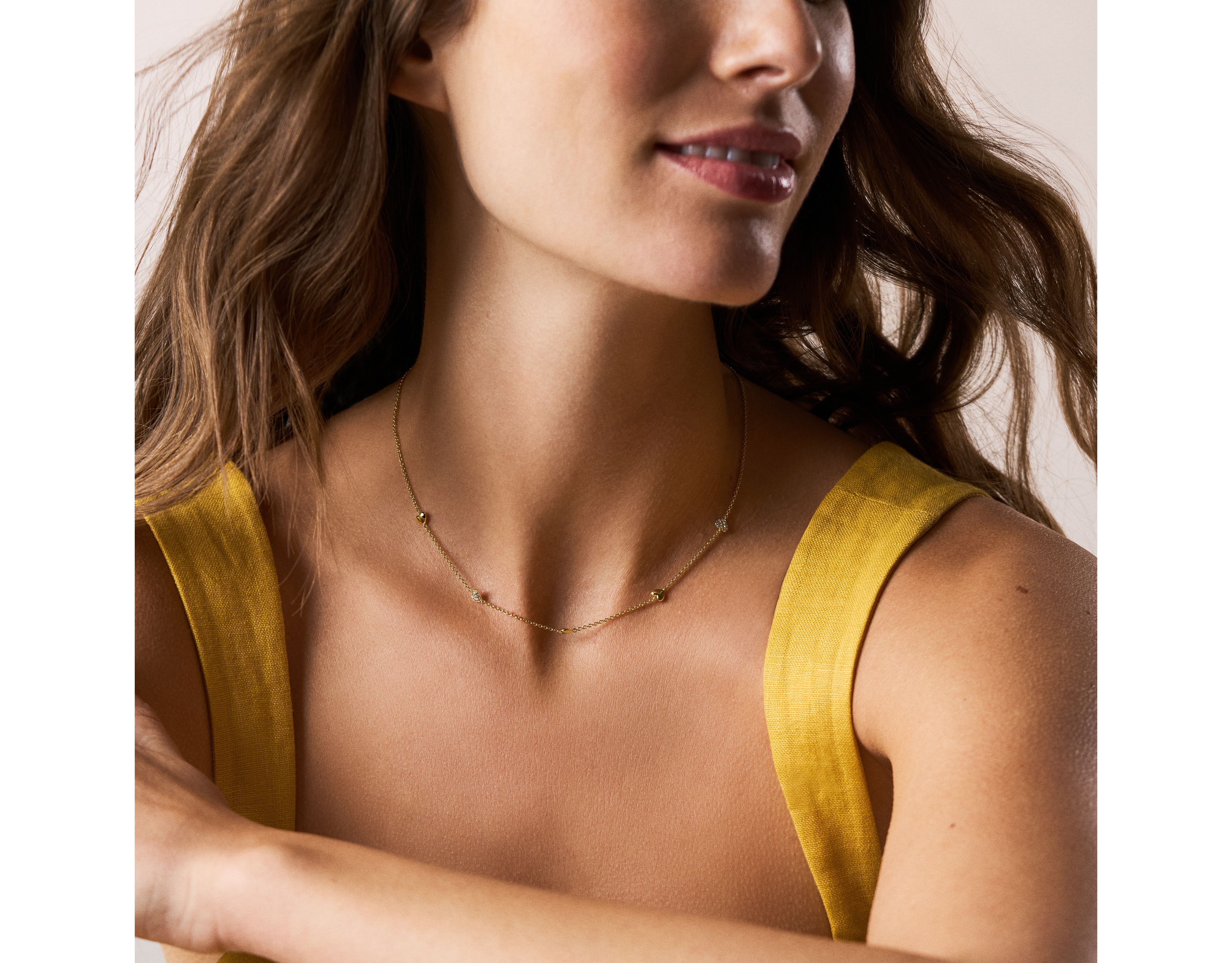Sutton Heartbeat Gold-Tone Brass Station Necklace
