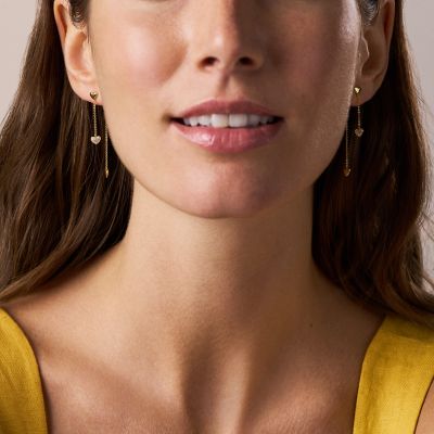 Sutton Heartbeat Gold-Tone Brass Front to Back Earrings