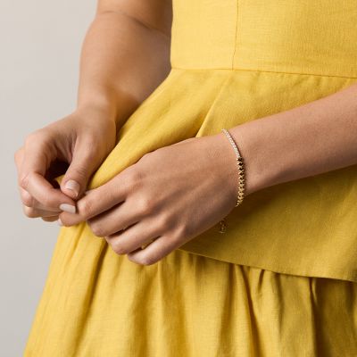 Sutton Love-All Gold-Tone Brass Heart Link Tennis Bracelet