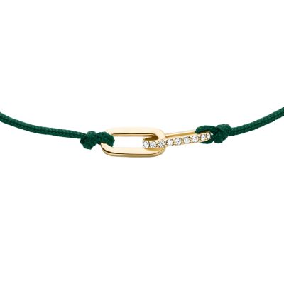 Sutton Mini Moments Green Gold-Tone Brass Pavé Link Bracelet