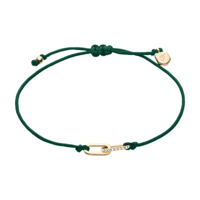 Sutton Mini Moments Green Gold-Tone Brass Pavé Link Bracelet