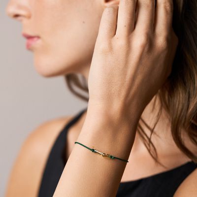 Sutton Mini Moments Green Gold-Tone Brass Pavé Link Bracelet