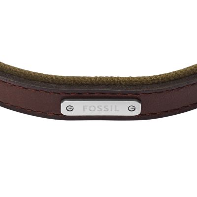 Everett Color Pop Green And Brown Leather Strap Bracelet