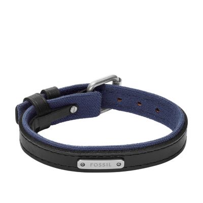 Everett Color Pop Midnight Blue and Black Leather Strap Bracelet