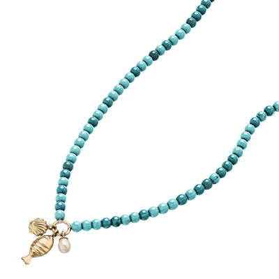 Sutton By The Sea Turquoise Blue Acrylic Beaded Shell Necklace