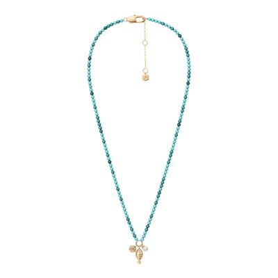 Sutton By The Sea Turquoise Blue Acrylic Beaded Shell Necklace
