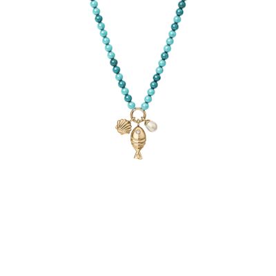 Sutton By The Sea Turquoise Blue Acrylic Beaded Shell Necklace