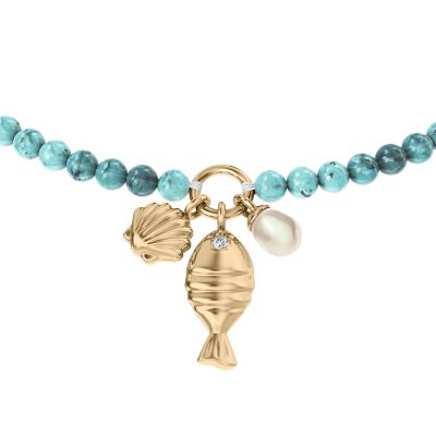 Sutton By The Sea Turquoise Blue Acrylic Beaded Shell Bracelet