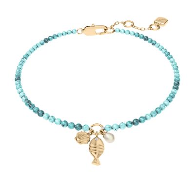 Sutton By The Sea Turquoise Blue Acrylic Beaded Shell Bracelet