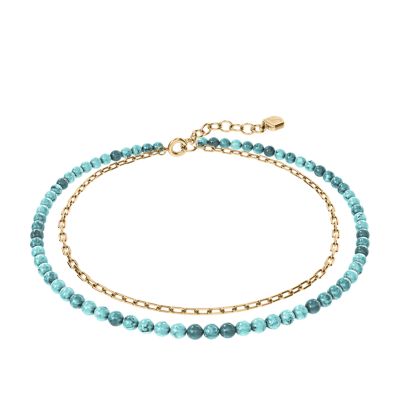Jewelry By The Sea Turquoise Blue Acrylic Beaded Multi-Strand Anklet