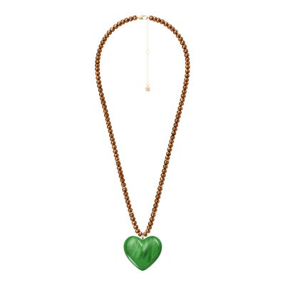 Resin Collection Green Resin Heart Pendant Necklace