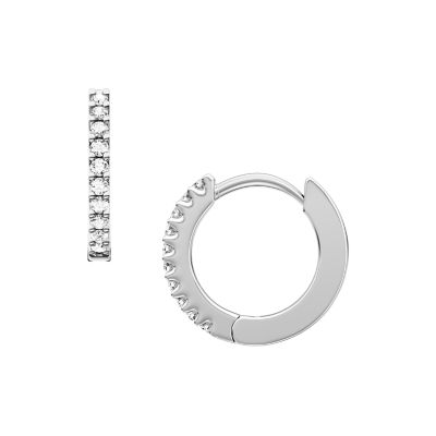 Ellis Pav&eacute; Glitz Silver-Tone Brass Hoop Earrings